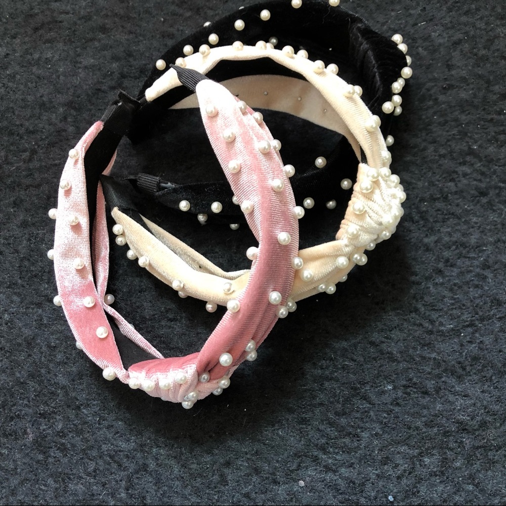 ZARA Cloth Twisted Pearl Headband - 3 pack